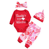 Daddy's little Valentine Romper Pants & Hat Set - BabyBloomPlace