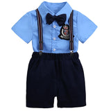 Classy 2 piece shirt & short set with suspenders - BabyBloomPlace