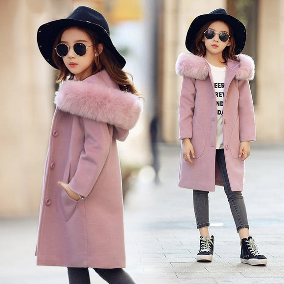 Pinky Girls Winter Wool Coat - BabyBloomPlace