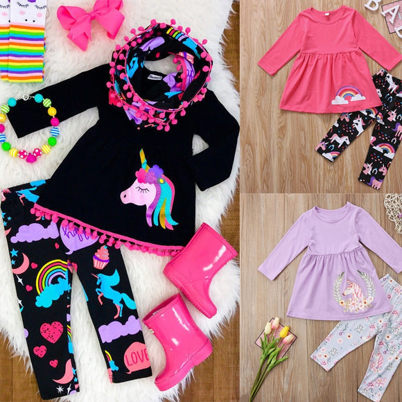 2pc Unicorn Girls Clothing Sets - BabyBloomPlace