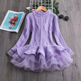 Kiddies Knitted Winter Chiffon holiday Dress - BabyBloomPlace