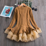 Kiddies Knitted Winter Chiffon holiday Dress - BabyBloomPlace