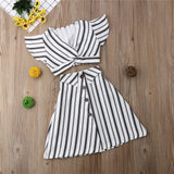 Toddler Striped Crop Top & Skirt Set - BabyBloomPlace