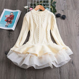 Kiddies Knitted Winter Chiffon holiday Dress - BabyBloomPlace