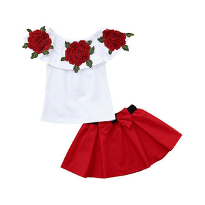 Toddler rose top and skirt outfit - BabyBloomPlace