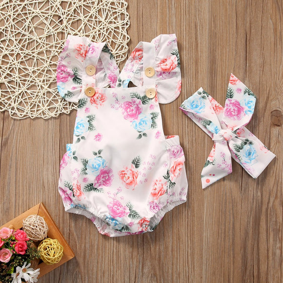 Floral Ruffled Baby Romper Set - BabyBloomPlace