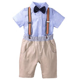 Classy 2 piece shirt & short set with suspenders - BabyBloomPlace