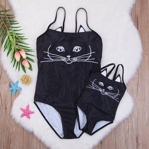 Mommy & Me 'Black Cat' Monokini One-Piece Swimsuit - BabyBloomPlace