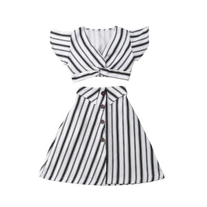 Toddler Striped Crop Top & Skirt Set - BabyBloomPlace