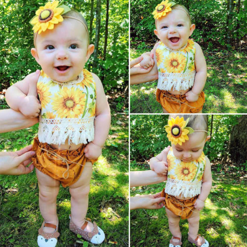 Summer Sunflower Tassel 2pc Outfit - BabyBloomPlace