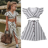 Toddler Striped Crop Top & Skirt Set - BabyBloomPlace