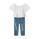 Lace top and Denim Two-piece Set - BabyBloomPlace