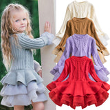 Kiddies Knitted Winter Chiffon holiday Dress - BabyBloomPlace