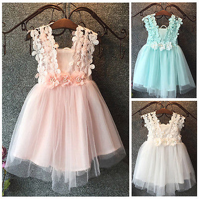 Pearl Lace Flower Sundress Gown - BabyBloomPlace