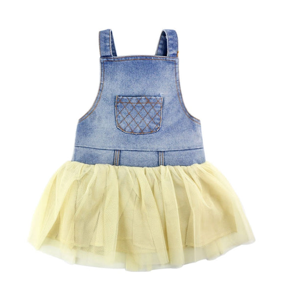 Lace Denim Patch Princess Dress - BabyBloomPlace