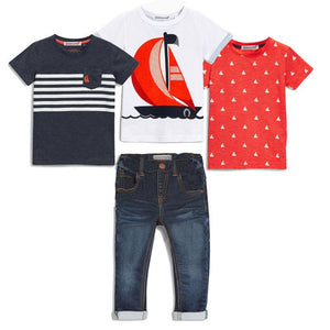 4pcs Sport Suit, T-shirt & Jeans costume set - BabyBloomPlace