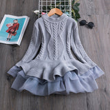 Kiddies Knitted Winter Chiffon holiday Dress - BabyBloomPlace