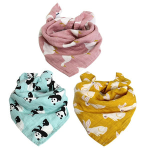 3pcs/lot Organic Cotton Gauze Baby Bibs - BabyBloomPlace