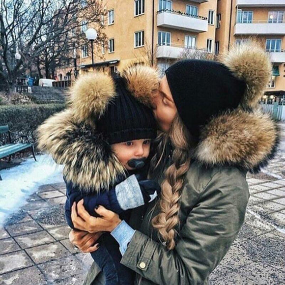 Mommy & Me Winter Double Fur Hat - BabyBloomPlace