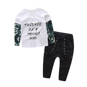 Trendy Boy Letter Tattoo Shirt and Pant Set - BabyBloomPlace