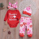 Daddy's little Valentine Romper Pants & Hat Set - BabyBloomPlace