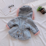 Hooded Denim Faux Fur Fleece Coat - BabyBloomPlace