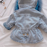 Hooded Denim Faux Fur Fleece Coat - BabyBloomPlace