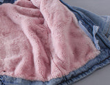 Hooded Denim Faux Fur Fleece Coat - BabyBloomPlace